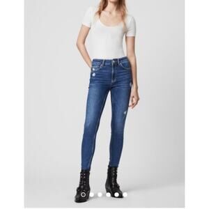 ALLSAINTS Grace Womens Blue Distressed Blend Mid-Rise Stretch Denim Jeans Sz 29